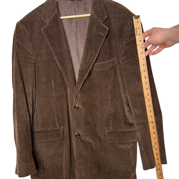 Stafford Men's 44L Corduroy Blazer w Elbow Patches 100% Cotton Suit Jacket Brown - Picture 6 of 11